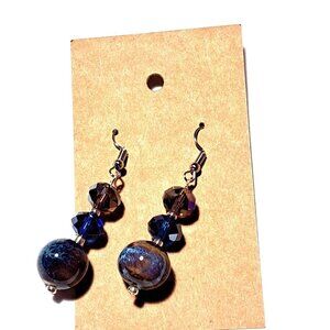Handmade Ceramic and Crystal Earrings